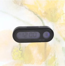 Resim Xuweiwei Dijital Araç Saati: Çift Ekran Lcd Aydınlatma 12/24 Saat Açı Ayarlı Sıcaklık Göstergesi Siyah 