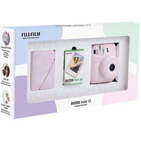Resim Fujifilm Instax Mini 12 Fotoğraf Makinesi + 10'lu Film + 28'li Mini Albüm Bundle Box Pembe 