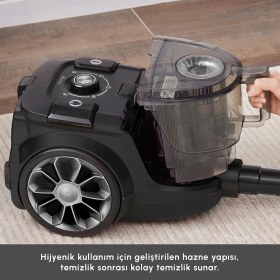 Resim Karaca Vantuz High Force F2 Matte Black Silver Elektrikli Süpürge Turbo Fırçalı 899 Watt 
