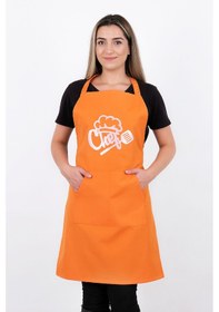 Resim Unisex Master Chef Kanguru Model Mutfak Önlüğü Turuncu 