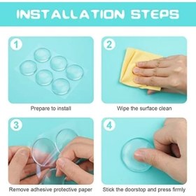 Resim Daders Home Duvar Kapı Stoperi, 6 Adet Duvar Kapı Stoperi Seti, 40 mm Silikon Kapı Stoperi, Duvar, Kendinden Yapışkanlı, Şeffaf, Yuvarlak, Kapı Kolu Tamponu, Duvar Koruması, Buzdolabı Koruması, Duvar 