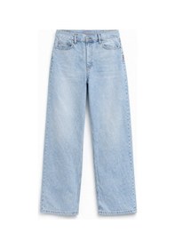 Resim Kadın Yüksek Bel Wide Leg %100 Pamuk Buz Mavisi Jean Pantolon Mavi 