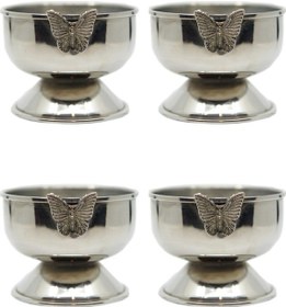 Resim Antepsepeti Bakır Gümüş Kaplama Kelebek Modelli Çerezlik 4'lü Set 