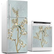 Resim ve Bulaşık Makinası Beyaz Eşya Sticker Kaplama Kuş Ağaç 