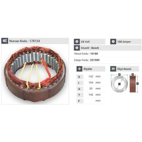 Resim 24v Alternatör Statör Bosch Tipi 100 A 4 Uçlu N11.2686 