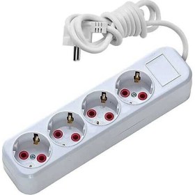 Resim Kuzgun Ticaret Asel 4 Lü 3 Metre Topraklı Anahtarlı Priz Ast A403 