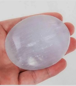 Resim Beyaz Selenit Masaj Terapi Taşı - Oval 