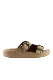 Resim Bueno Shoes Bej Deri Kadın Dolgu Topuklu Terlik 01wu4603 