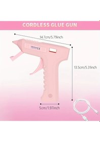 Resim Willowhaven Pembe Kablosuz Sıcak Silikon Tabancası 20s Hızlı Isıtma Sesli Usb C Şarj 