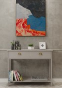 Resim B3 Concept Retro Serisi Özel Tasarım Çift Çekmeceli Raflı Kaliteli Çok Amaçlı Modern Dresuar Koyu Gri 