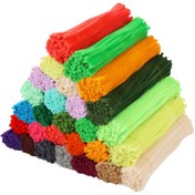 Resim 100 adet sıkıca kıvrılmış çubuk, 6mm, DIY el sanatları için, yoğun ve peluş çiçek çiçekleri ile macaron yeşil serisi, yükseltilmiş Chenille kıvrılmış çubuklar, Noel projeleri ve düğün dekorasyonları için uygun. 