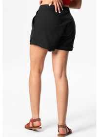 Resim Fulya Keten Düğmeli Kısa Yazlık Şort Siyah Syh-siyah Siyah 