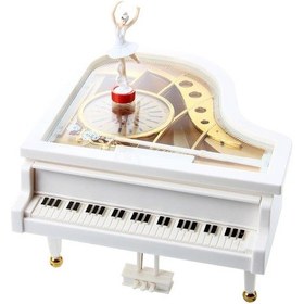 Resim Piyano Müzik Kutusu Dans Eden Balerinli Kurmalı Müzik Kutusu Pilsiz Çalışır 