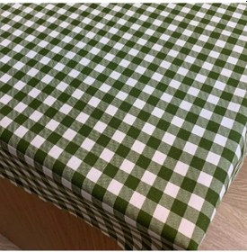 Resim Uretti - Hacer 3194 - El Yapımı Yeşil Ekoseli Masa Örtüsü Yeşil 