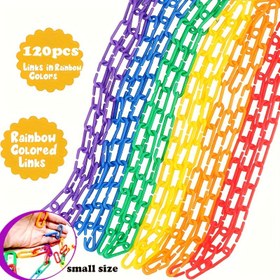 Resim 120 adet/paket C-Clips Kanca Plastik Zincir Bağlantıları, Sayma & Bağlama Aktivite Kiti, Duyusal Oyuncaklar, İnce Motor ve Renk Tanıma & Sıralama Becerilerini Geliştirir, Eğitici Öğrenme Oyuncakları, Papağan Oyuncak 