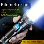 Resim 1 Adet Güçlü XHP50 Teleskopik Zoom Elektrikli Fener, Dahili Şarj Edilebilir Lityum Pil, Type-C Şarj. Şarj Edilebilir LED El Feneri | Ev Güvenliği, Kamp, Acil Durumlar İçin Taşınabilir El Feneri | Şık Siyah Fener | Modern Tasarım, Dayanıklı Yapı, Yüksek Performanslı, Zum Özellikli, Kampçılar için Acil Durum Aydınlatma 