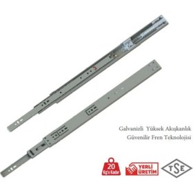 Resim En 35 mm Frenli Teleskopik Bilyalı Çekmece Rayı - 30 cm (2 Takım) 