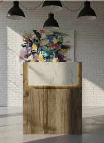 Resim Resital Ledli Karşılama Bankosu G-90 Cm Ofis Kasa Resepsiyon Masası Banko-003-2-8 