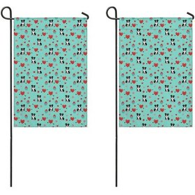 Resim Border Collie 2'li Çift Taraflı 12x18 İnç Bahçe Bayrağı Seti, Dış Mekan-a6 12+ 