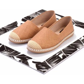 Resim Bambi Taba Keten Kadın Espadril Düz Tabanlı Tekstil 