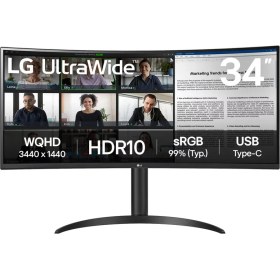 Resim Lg Ultrawide 34" 34WR55QK-B 5ms 100Hz USB Type-C Wqhd Kavisli (3440X1440) Ekran Monitör 