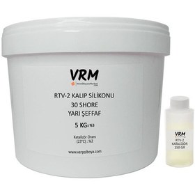 Resim Vrm Vernik Reçine Marketi Rtv-2 30 Shore Yarı Şeffaf Sert Kalıp Silikonu 5 KG 