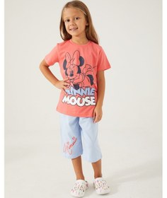 Resim Minnie Mouse Sweet Candy Minnie Pembe Kız Çocuk Kapri Takım Mercan 