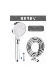 Resim Berev Filtreli 5 Fonksiyonlu Krom Yüksek Basınçlı Ayarlanabilir Duş Başlığı 150 Cm Hortum Krom 