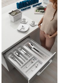 Resim Mutfak Çekmece Içi Kaşıklık 44cm X 48cm Yanlar Ve Boydan 4cm Kesilebilir, Beyaz Antrasit 