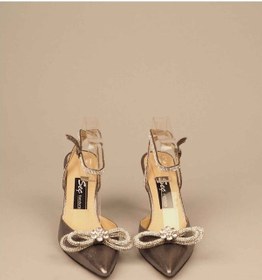 Resim Seç 606 Taş Detayli Saten Topuklu Ayakkabi (9,5Cm) Platin 