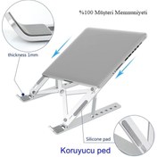 Resim teknosepetim Katlanır Alüminyum Notebook Standı Ayarlı Laptop Metal Yükseltici Tutucu 