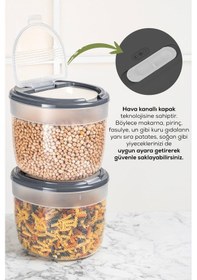Resim 2'li 8 Litre Büyük Boy Plastik Saklama Kabı Koyu Gri Kapaklı Koyu Gri 