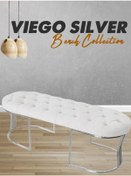 Resim VİEGO SILVER BEYAZ-Kapitoneli Model Puf&Bench&Koltuk-Oturak-Uzun Makyaj Puff-Yatak Odası Ucu&Önü 