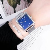 Resim Hanyang Gümüş Mavi Set Lüks Bilezik Izle Kadınlar Bayanlar Için Gül Altın Kare Kuvars Izle Minimalist Analog Kuvars Kadın Elbise Izle Relogio Mujer (Yurt Dışından) 