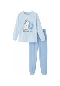 Resim Kız Çocuk Pamuklu Desenli Pijama Takımı 8411 Buz Mavi Buz Mavi 