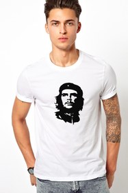 Resim QIVI Che Guevara Baskılı Beyaz Erkek Örme Tshirt T-shirt Tişört T Shirt 