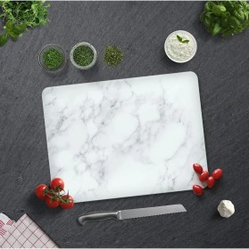Resim 10011503221 Klasik Mermer Görünümlü Cam Kesme Tahtası, 30CM x 40CM 