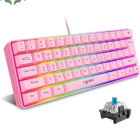 Resim Q60 Blue Switch Mini Rgb Oyun Klavyesi Gaming Mekanik 62 Tuşlu 18 Rgb Led Usb Tip-c Kablosu Pembe1 