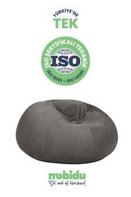 Resim Mobidu Soft Plum Armut Koltuk – Fitilli Kadife - 5 Yıl Garanti - Gri 