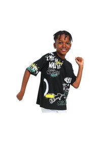 Resim Jack Lions Erkek Çocuk Pamuklu Yazılı Tshirt-14153-siyah Siyah 