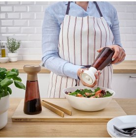 Resim IKEA 2 Adet Cam Baharat Öğütücü Değirmen Tuzluk Biberlik Kahverengi 19 cm 