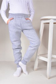 Resim KİDSPİTİRCİK Unisex Çocuk Gri Cepli 3 Ip Kalın Polar Eşofman Alt 