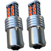 Resim Kırmızı Çift Duy 15 LED Stop,sinyal, Geri Vites Ampulü 1016 Tip 