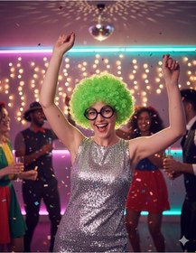 Resim Peruk Kıvırcık Model Yeşil Astarlı Bonus Kafa Kaydırma Yapmaz Diğer 