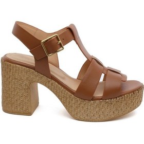 Resim Greyder 59243 Taba Hakiki Deri Kadın Topuklu Sandalet-903 Taba 