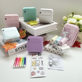 Resim Taşınabilir Kablosuz Termal Fotoğraf Yazıcısı, 14 Rulo Kağıt (1 Rulo Dahil), İş, Çalışma ve Günlük Hayat İçin Uygun, Fotoğraflar, Metin Belgeleri ve Malzemeler Basılabilir, Tatil Hediyesi Olarak İdeal 