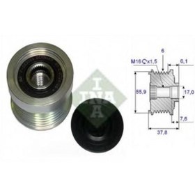 Resim Genel Markalar Ina Alternatör Kasnak Rulmanlı 6-kanal (TERS DİŞ) Volvo C70/s40/s60/s70/s80/v70/xc70 1997-2007 