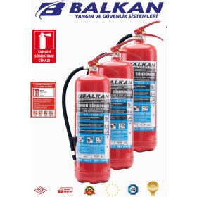 Resim BALKAN YANGIN VE GÜVENLİK SİSTEMLERİ 6 kg Ruhsata Uygun 4 Yıl Tozlu Yangın Tüpü 3 Adet (Talimat-Levha) 