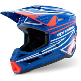 Resim Alpinestars SM3 Youth Wurx Off-Road Çocuk Genç Motosiklet Kaskı Mavi Beyaz Kırmızı 