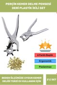 Resim Thriftbuds Premium 6 Farklı Başlık Uçlu Delgeç Pratik Kemer Perçin Delme Pensesi İkili Set Plastik Deri Delici 